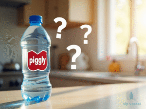 Pig-shaped water bottle in pink with a snout and ears, designed for fun hydration.