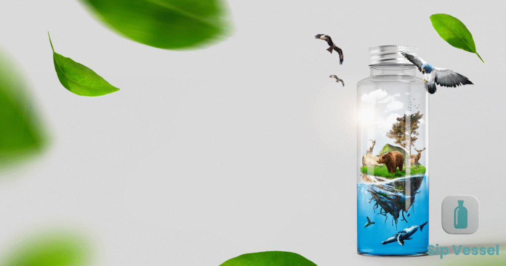 A water bottle featuring a bird illustration and a bird in flight, highlighting plastic safety concerns in the article.