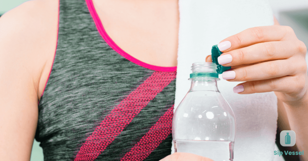 Woman holding a bottle and opening a cap