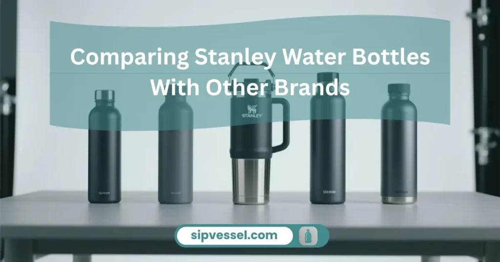 Comparison layout showing Stanley Water Bottles alongside other generic water bottle brands.