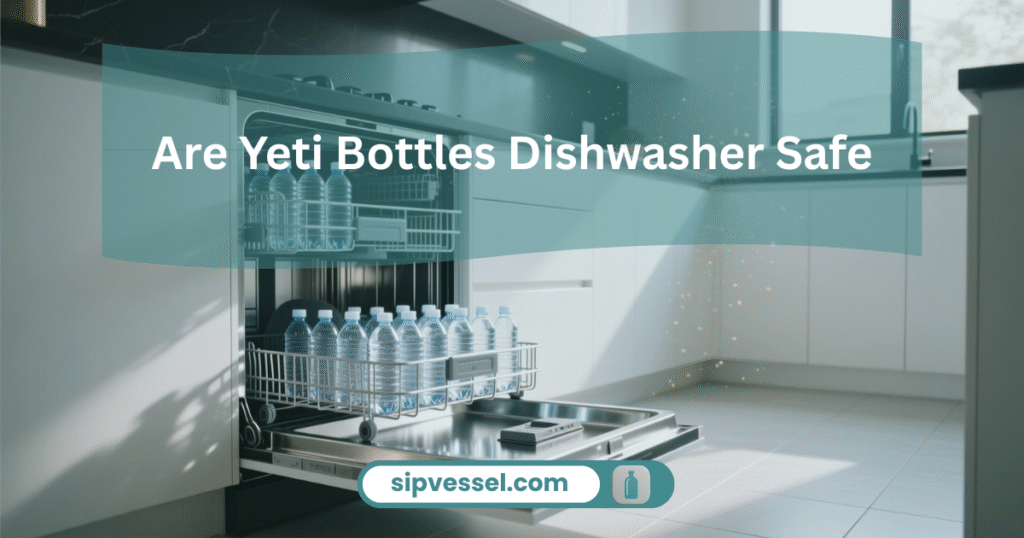 Modern dishwasher scene demonstrating that a Yeti Water Bottle is dishwasher safe in a clean kitchen environment.