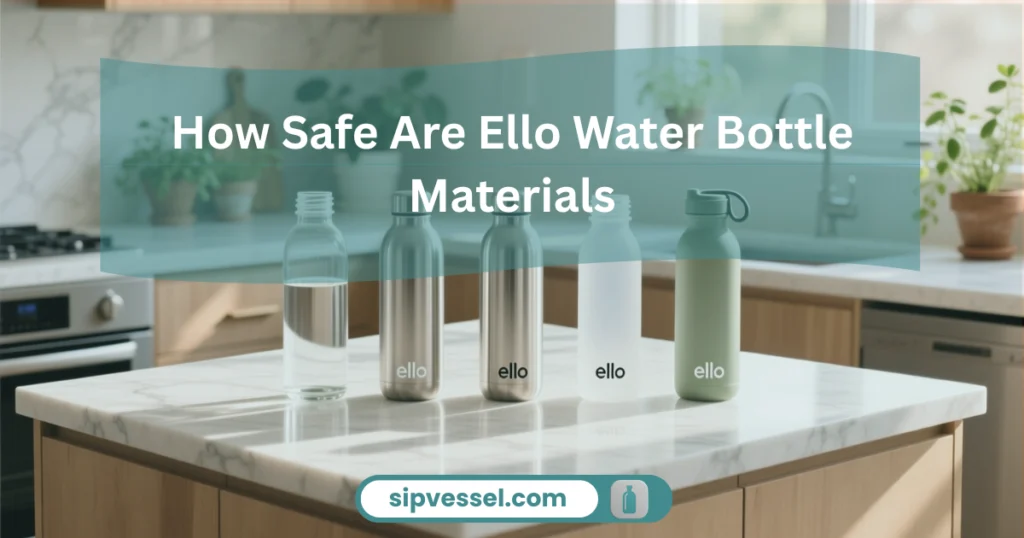 Safe materials used in the Ello Water Bottle shown in a clean kitchen environment.
